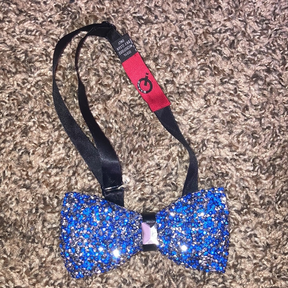 Black and blue bedazzled neck tie prom